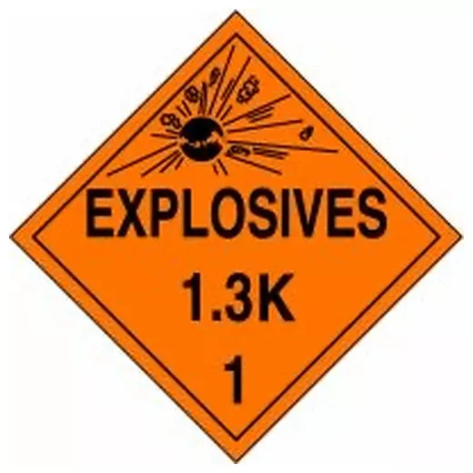 Accuform MPL125VS100 DOT Placard: Hazard Class 1 - Explosives & Blasting Agents (1.3K)