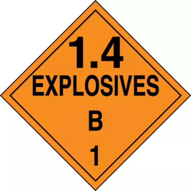Accuform MPL127MG1 DOT Placard: Hazard Class 1 - Explosives & Blasting Agents (1.4B)