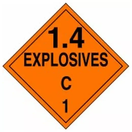 Accuform MPL128RM50 DOT Placard: Hazard Class 1 - Explosives & Blasting Agents (1.4C)