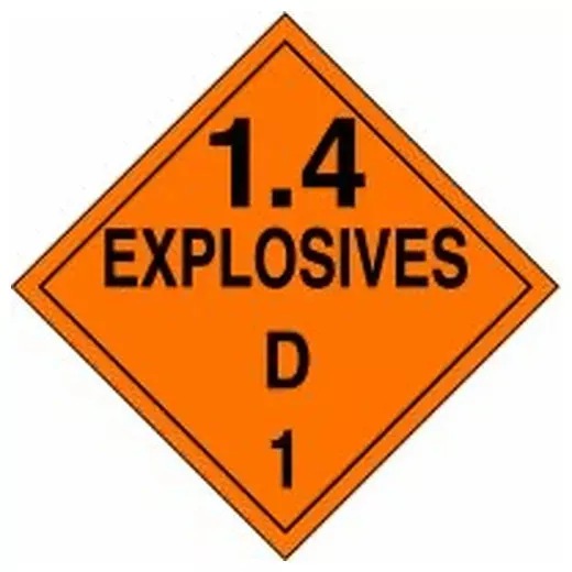 Accuform MPL129FV50 DOT Placard: Hazard Class 1 - Explosives & Blasting Agents (1.4D)