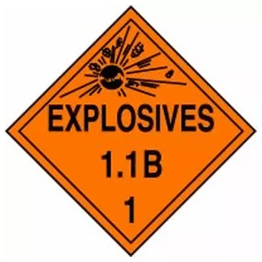 Accuform MPL12RM1 DOT Placard: Hazard Class 1 - Explosives & Blasting Agents (1.1B)