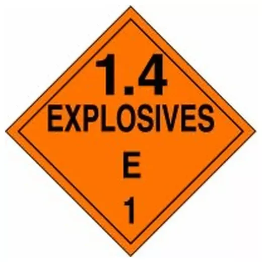 Accuform MPL130RM10 DOT Placard: Hazard Class 1 - Explosives & Blasting Agents (1.4E)