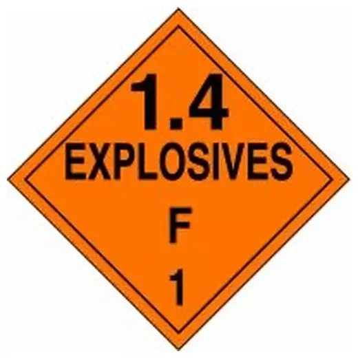 Accuform MPL131VS100 DOT Placard: Hazard Class 1 - Explosives & Blasting Agents (1.4F)
