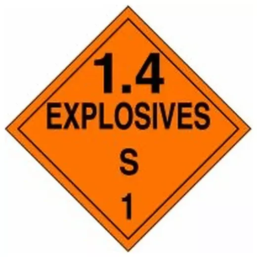 Accuform MPL133VP100 DOT Placard: Hazard Class 1 - Explosives & Blasting Agents (1.4S)