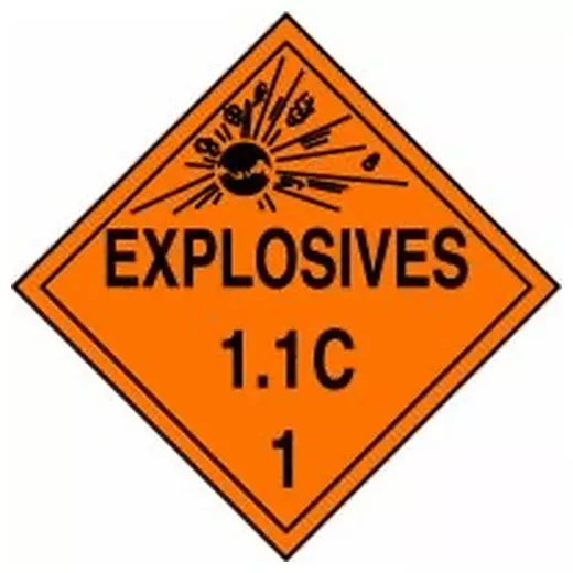 Accuform MPL13VS1 DOT Placard: Hazard Class 1 - Explosives & Blasting Agents (1.1C)