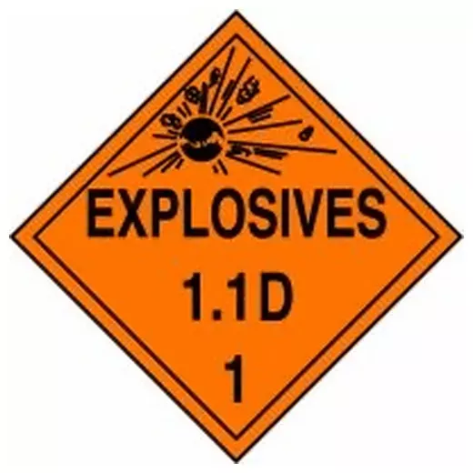 Accuform MPL14MG100 DOT Placard: Hazard Class 1 - Explosives & Blasting Agents (1.1D)
