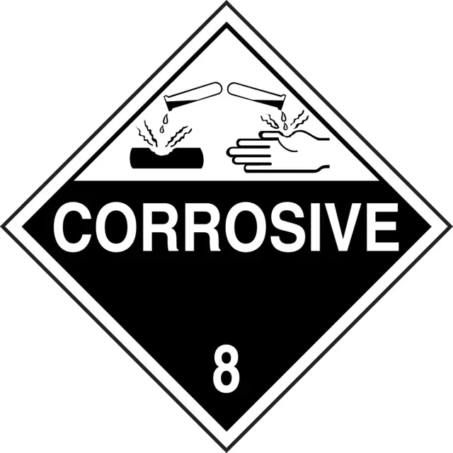 Accuform MPL801CT25 DOT Hazard Class 8 Placards: Corrosive