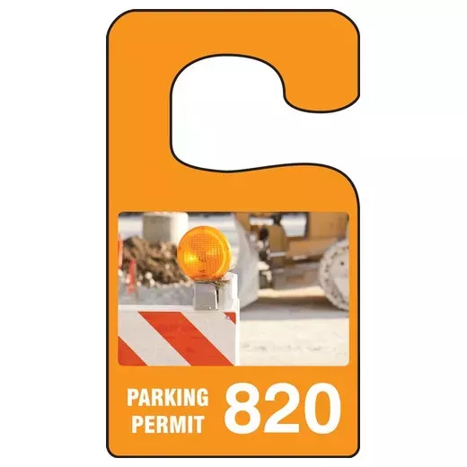 Accuform TNT942MRJ 5" x 3" Vertical Hanging Tags: Parking Permit - Construction