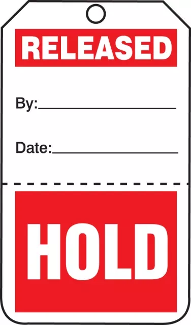 Accuform TPP101CTM Safety Tag: Release/Hold - Perforated