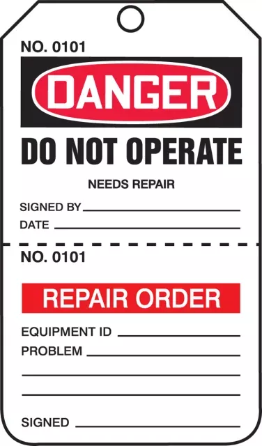 Accuform TPP205PTP OSHA Danger Safety Tag: Do Not Operate - Perforated