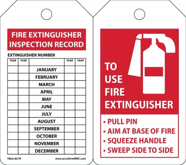 Accuform TRS218LTP Fire Extinguisher Safety Tag: Fire Extinguisher Instructions