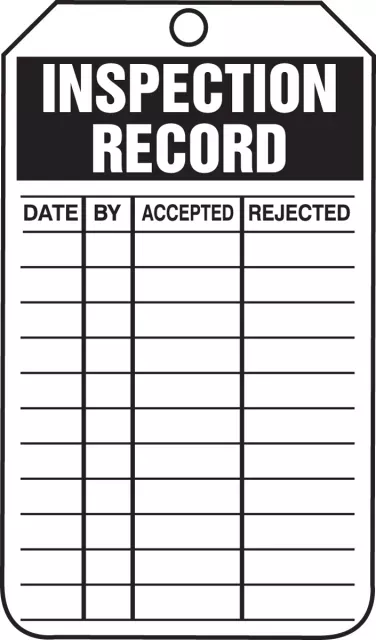 Accuform TRS249CTM Inspection Status Safety Tag: Inspection Record