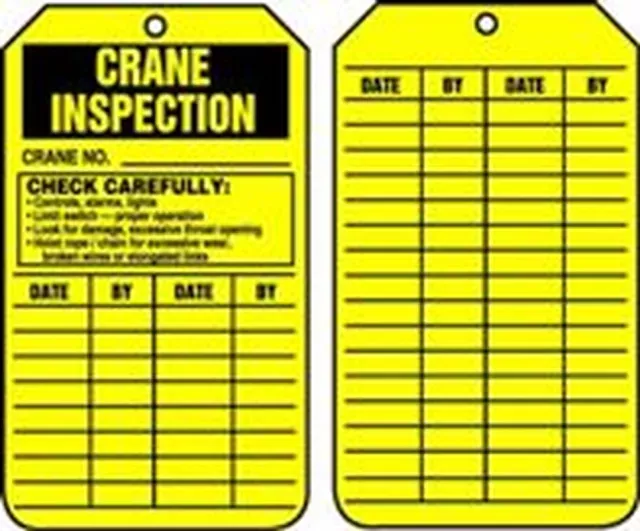 Accuform TRS303PTP Crane Status Safety Tags: Crane Inspection