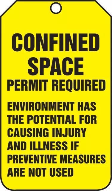 Accuform TSS822PTP Confined Space Status Tag: Confined Space Permit Required