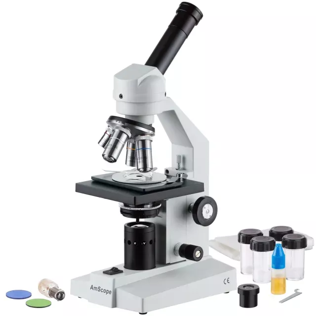 AmScope M500B-PZ M500 Series Student Polarizing and Brightfield Monocular Compound Microscope 40X-2000X Magnification