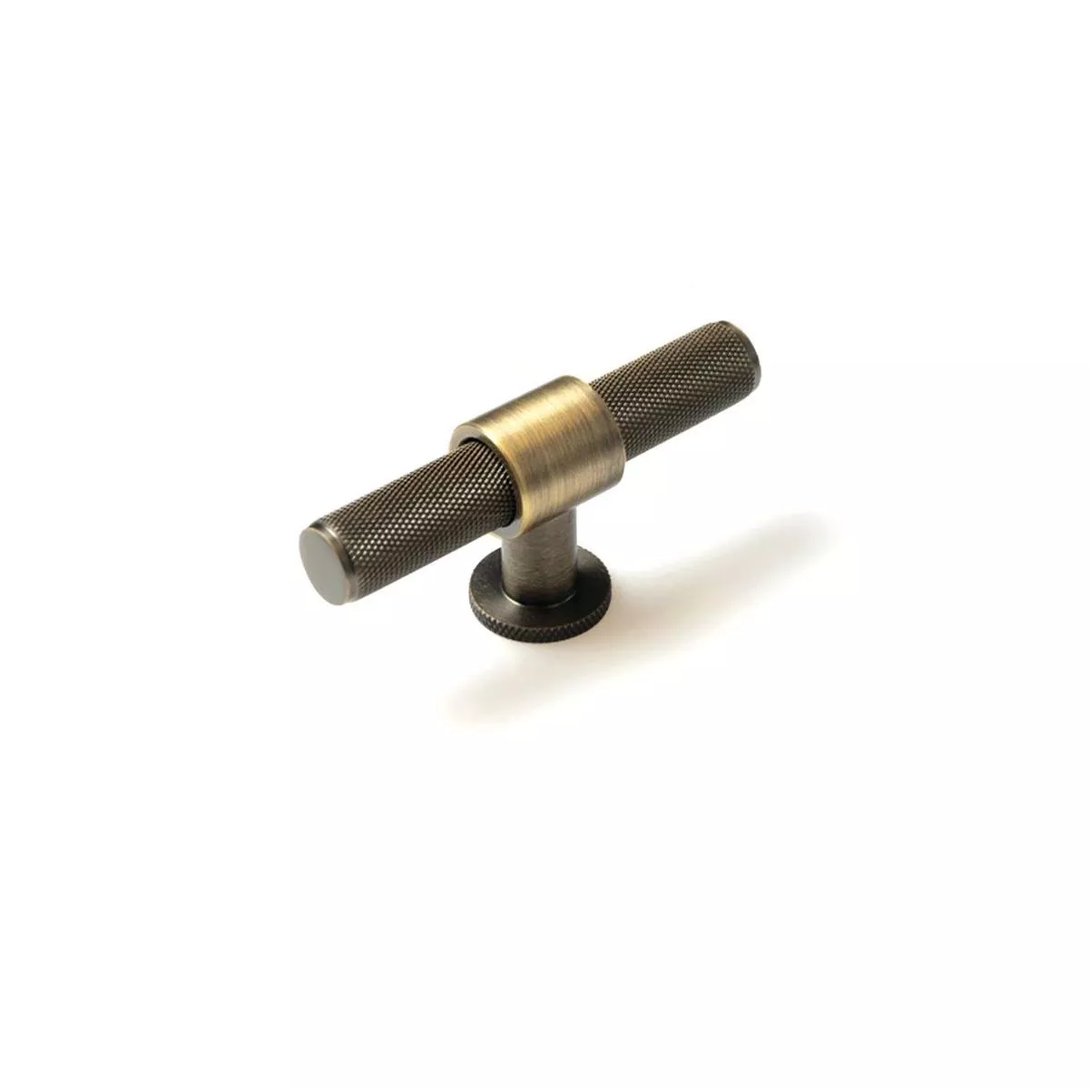 Belgravia Knurled Solid Brass T Knob Dark Brushed Brass 82mm