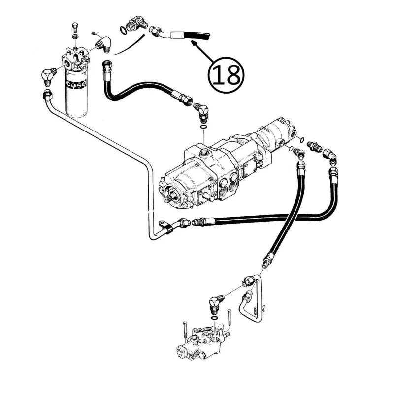 Case 1835B Hose - Pump to Filter - D121753 Pump - #18
