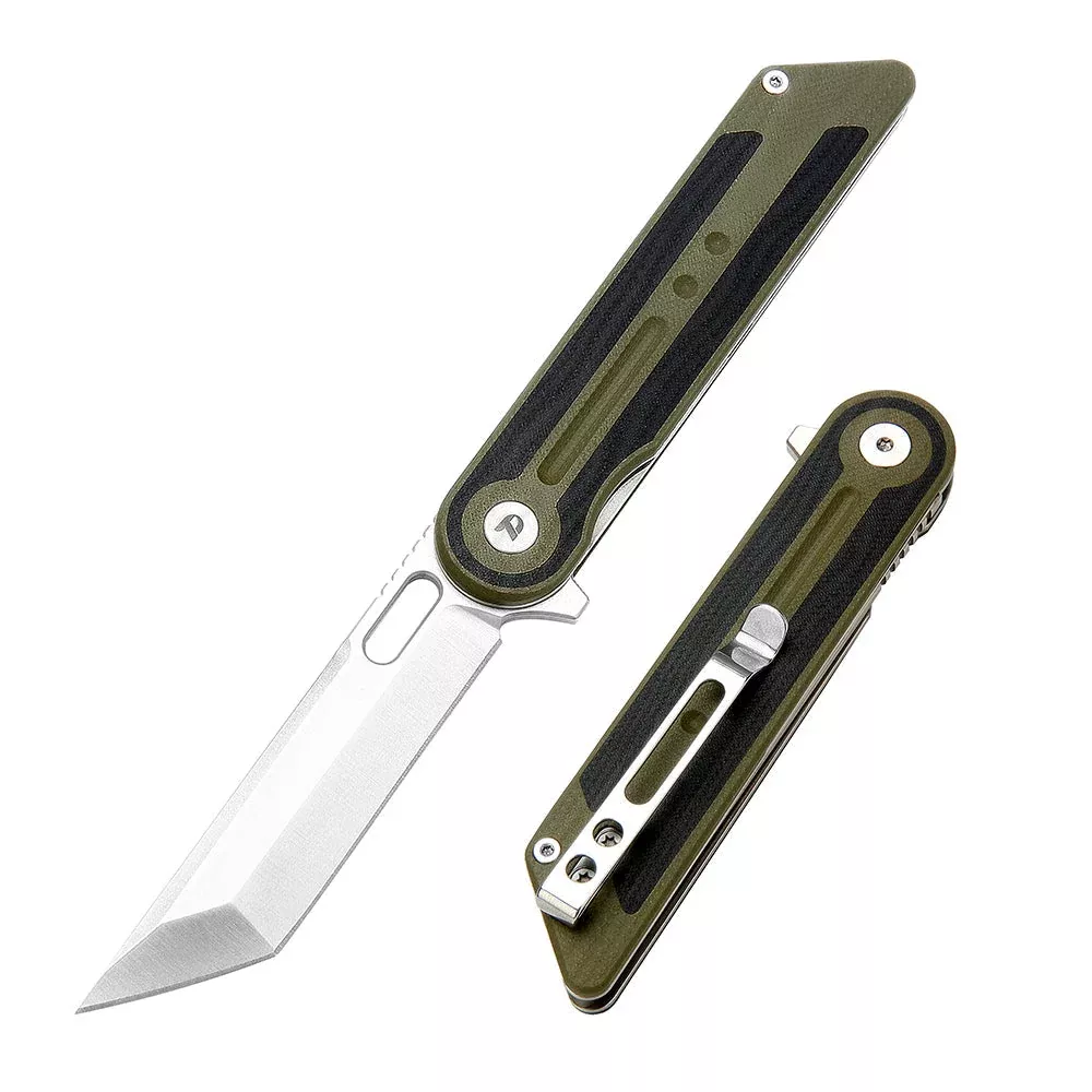 DreamTech D3863GGR – 3.19″ D2 Folding Knife, Green G10, Liner Lock