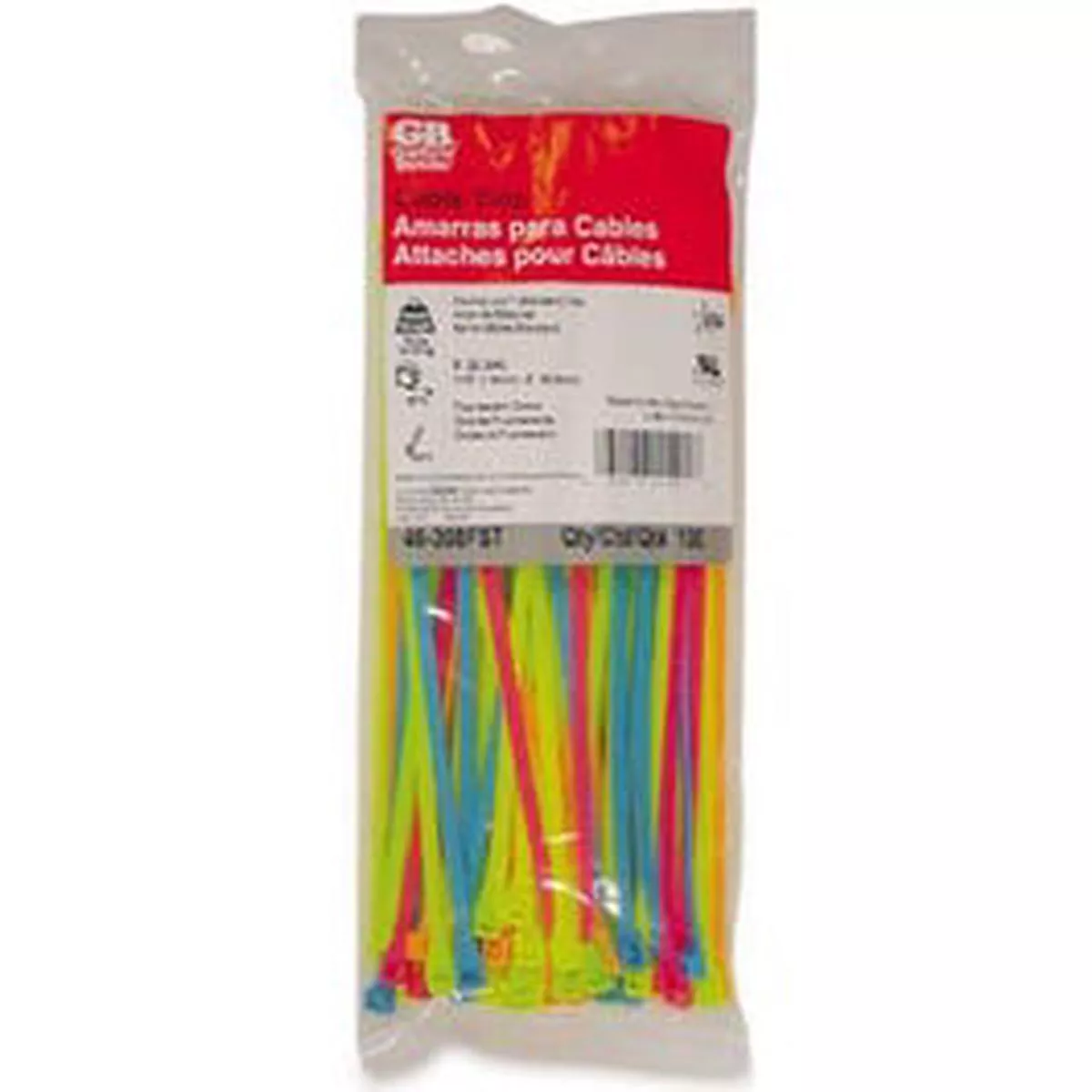 Fluorescent Cable Ties, Nylon, 8-in., 100-Pk.
