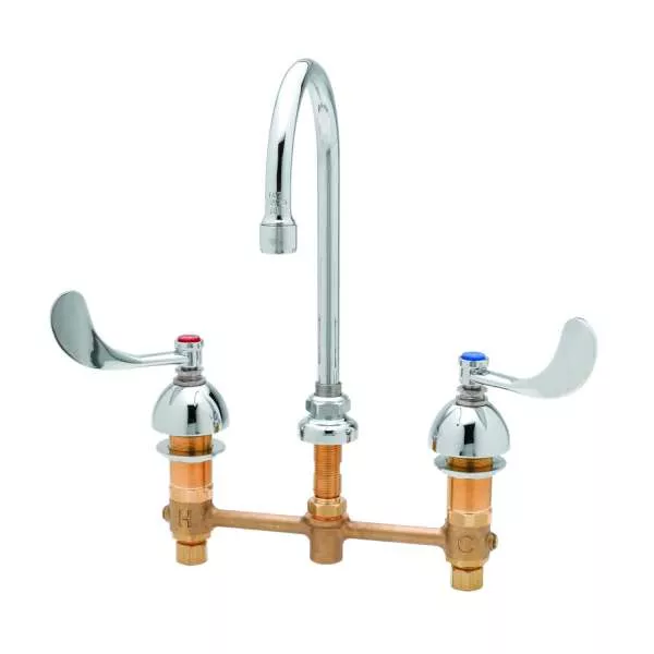 T & S Brass B-2866-05 Deck Mounted Medical Faucet 8" Centers Swivel/Rigid Gooseneck Spout - Noel's Plumbing Supply